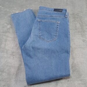 AG Adriano Goldschmied The Stevie‎ Ankle Slim Straight Jeans Sz 32 Cut Off Hem